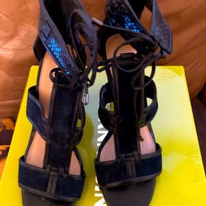 Gianni Bini Meeah Leather Block Heel Dress Sandals